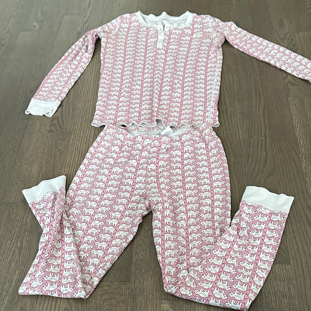 Roller Rabbit Pink and White Elephant Kids Pajama Set